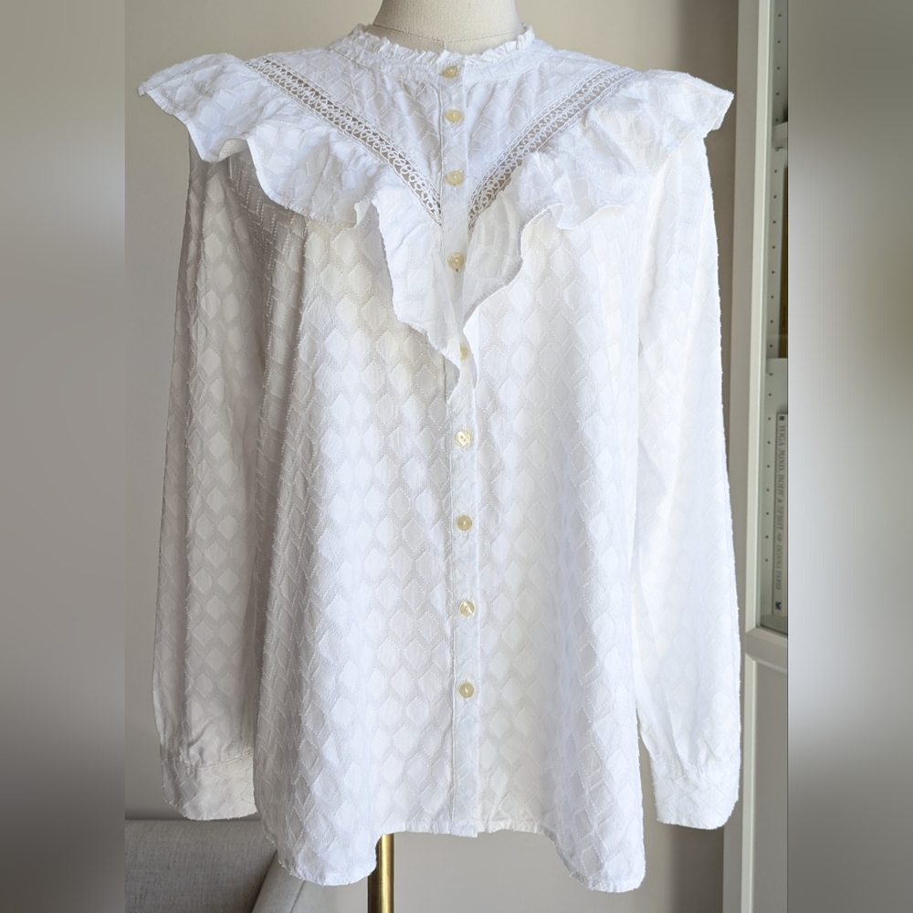 LOFT Ann Taylor Ruffle Button-Down Top - Picture 10 of 10